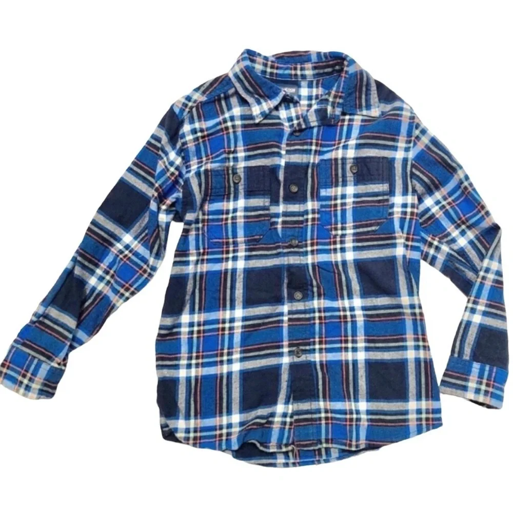Osh Kosh Flannel Shirt Blue/Navy Sz 7X